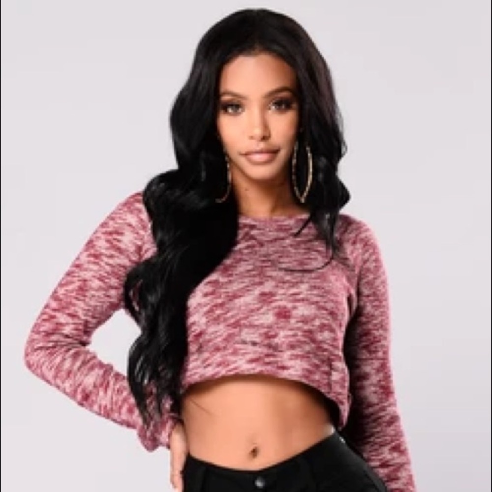 ❄️ Fashionnova Amina Crop Lounge Top in Burgundy​​​​​